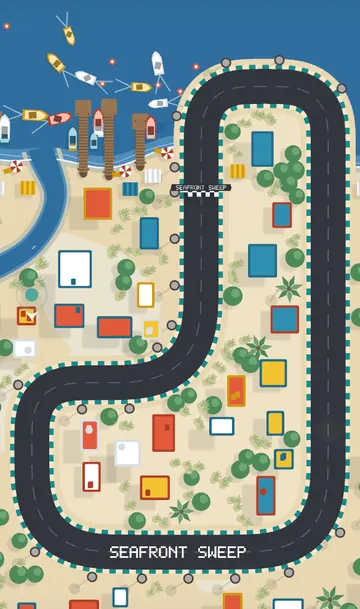 Seafront Sweep, a coast track by a harbor